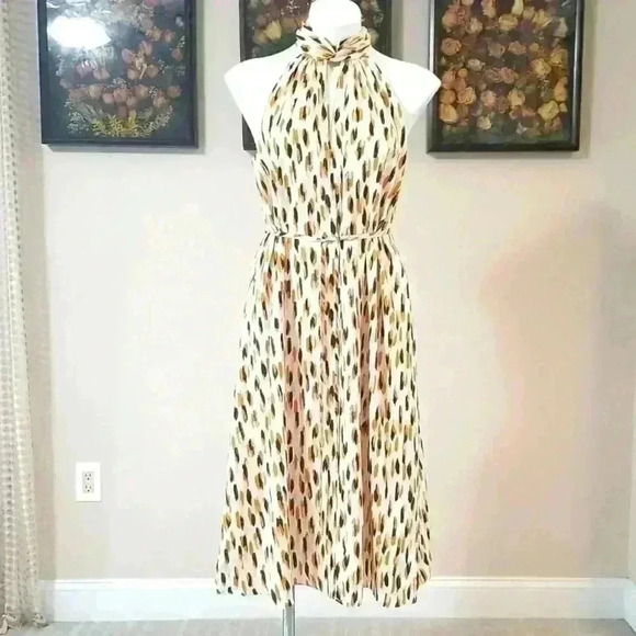 Twist-Neck Satin Midi Dress - Picture 3 of 12